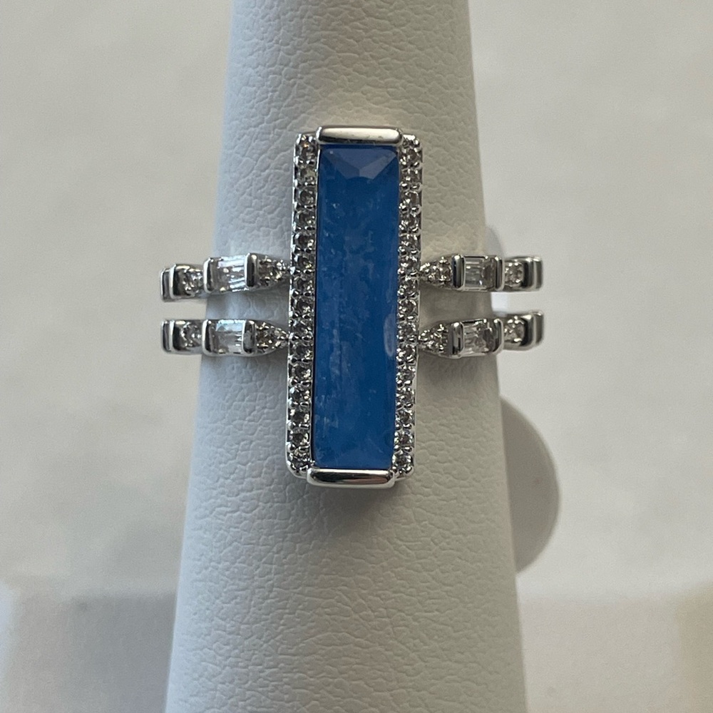 Bomb Party Ring Sz 6 "Certified Show-Stopper" Ocean Blue Quartz/Rhodium NWT